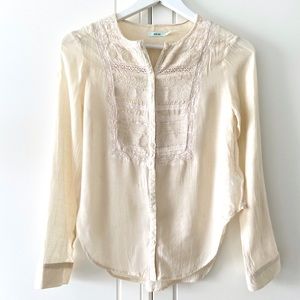 Kimchi Blue Cream Lace Button Up Blouse